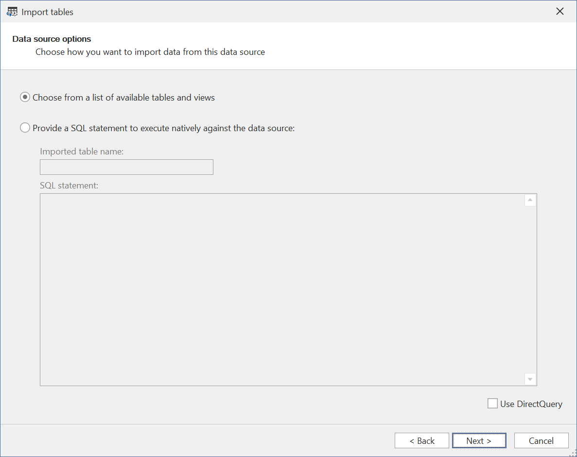 Table Import Wizard Select Vs Custom Query